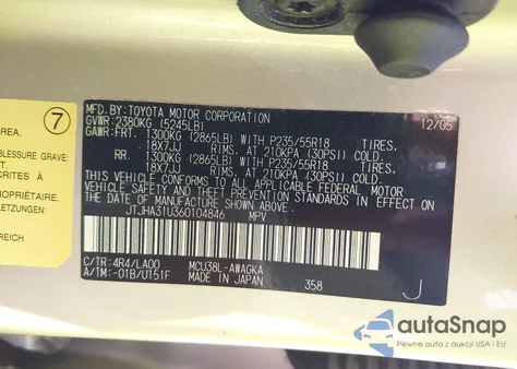 2006 Lexus Rx 330 z USA, uszkodzony, nr VIN JTJHA31U360104846